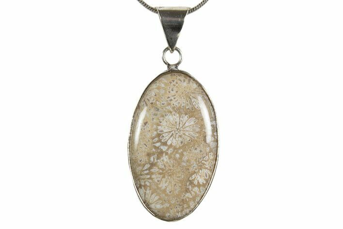 Polished Indonesian Fossil Coral Pendant (Necklace) #345305